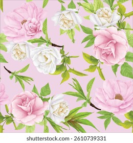 beautiful floral leaves seamless pattern