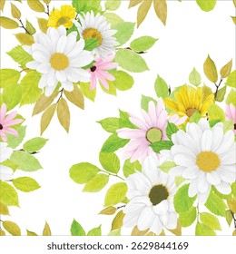 beautiful floral leaves seamless pattern