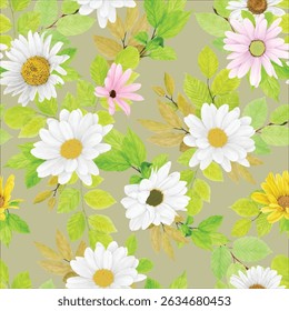 Hermosas hojas florales sin patrón