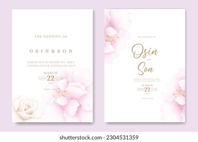 Hermosa tarjeta de invitación a la boda acuarela de hojas florales