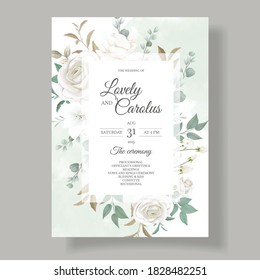 Beautiful floral and leaves wedding invitation card
