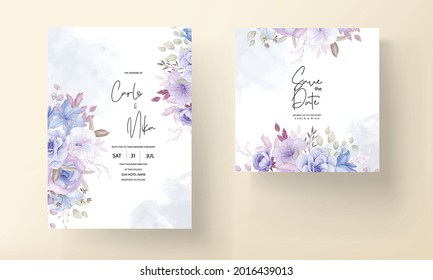 Beautiful  floral and leaves wedding invitation card design