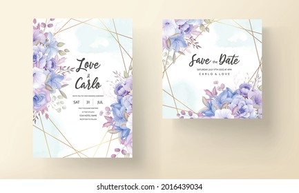 Beautiful  floral and leaves wedding invitation card design