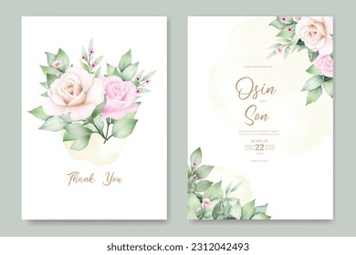 Belle carte d'invitation au mariage de feuilles florales
