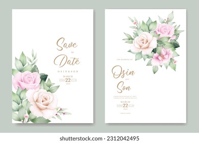 Beautiful floral leaves weding invitation card