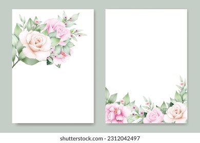 Belle carte d'invitation au mariage de feuilles florales