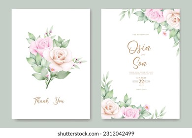 Beautiful floral leaves weding invitation card