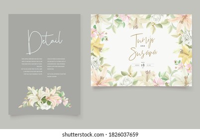 Beautiful floral lily flowers invitation card