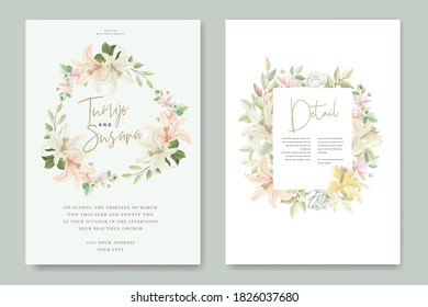 Beautiful floral lily flowers invitation card