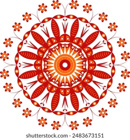 Beautiful floral mandala art. Colorful design element and pattern.