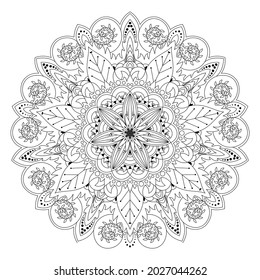 Beautiful floral or mandala color page, perfect for practicing your patience in coloring, improving concentration, and channeling your talents