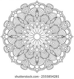 Beautiful floral mandala, coloring page