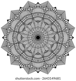 Beautiful Floral Mandala Pattern Design. Black And White Mandala Flower. Oriental Mandala Vector. 
