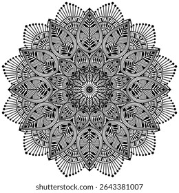 Beautiful Floral Mandala Pattern Design. Black And White Mandala Flower. Oriental Mandala Vector. 