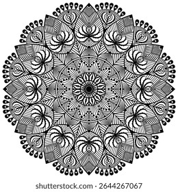 Beautiful Floral Mandala Pattern Design. Black And White Mandala Flower. Oriental Mandala Vector. 