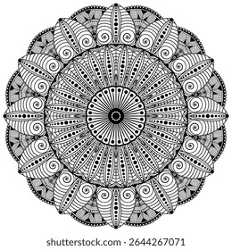 Beautiful Floral Mandala Pattern Design. Black And White Mandala Flower. Oriental Mandala Vector. 