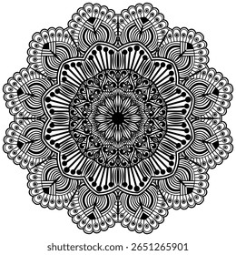 Beautiful Floral Mandala Pattern Design. Black And White Mandala Flower. Oriental Mandala Vector. 