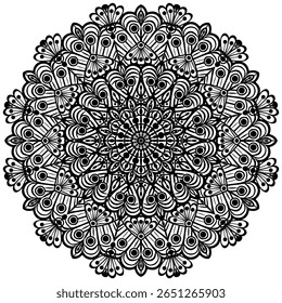 Beautiful Floral Mandala Pattern Design. Black And White Mandala Flower. Oriental Mandala Vector. 