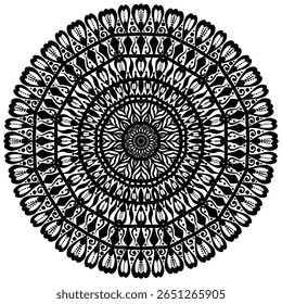 Beautiful Floral Mandala Pattern Design. Black And White Mandala Flower. Oriental Mandala Vector. 