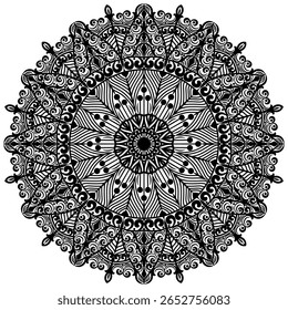 Beautiful Floral Mandala Pattern Design. Black And White Mandala Flower. Oriental Mandala Vector. 