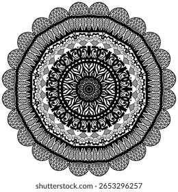 Beautiful Floral Mandala Pattern Design. Black And White Mandala Flower. Oriental Mandala Vector. 