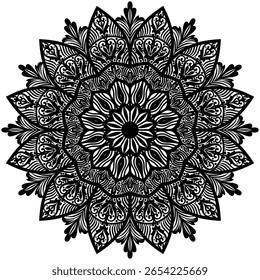 Schönes Blumenmuster Mandala Design. Schwarz-Weiß Mandala Blume. Orientalischer Mandala-Vektor. 