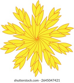 Beautiful floral mandala with yellow leaves and white flowe 