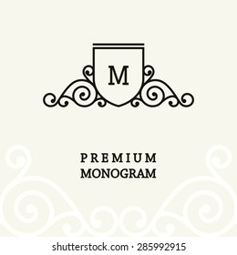 Beautiful floral monogram design , Elegant line art logo design, vector template