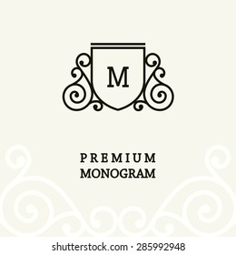 Beautiful floral monogram design , Elegant line art logo design, vector template
