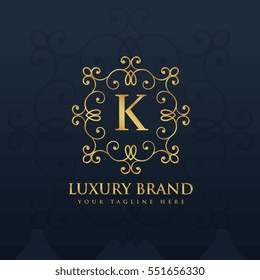 beautiful floral monogram logo for letter K