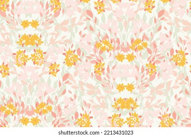 Beautiful floral motif.   flowers intertwined in a seamless pattern on a gentle background