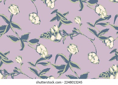 Beautiful floral motif.   flowers intertwined in a seamless pattern on a gentle background