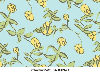 Beautiful floral motif.   flowers intertwined in a seamless pattern on a gentle background