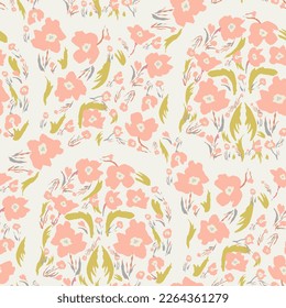 Beautiful floral motif. flowers intertwined in a seamless pattern on a gentle background