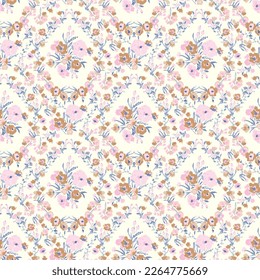 Beautiful floral motif. flowers intertwined in a seamless pattern on a gentle background