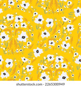 Beautiful floral motif. flowers intertwined in a seamless pattern on a gentle background