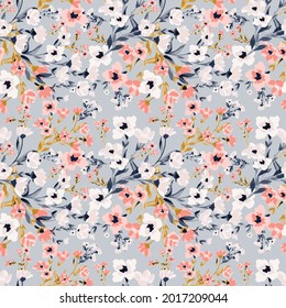 Beautiful floral motif. pink flowers intertwined in a seamless pattern on a gentle background