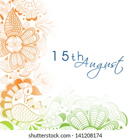 Beautiful floral in national flag colors with text 15th August for Indian Independence Day.