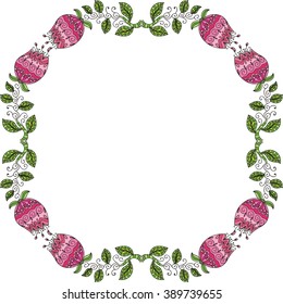 Beautiful floral nature pattern frame vector illustration