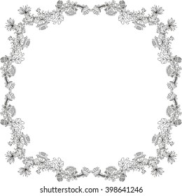 Beautiful floral nature pattern frame vector illustration