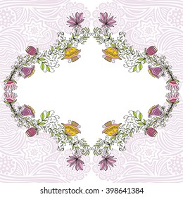 Beautiful floral nature pattern frame vector illustration