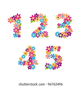 Beautiful Floral Numbers. Vector