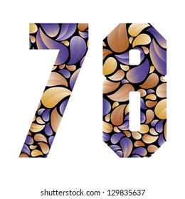 Beautiful floral numbers, vintage style patterned flower petals geometric shaped numerals, bold geometric poster condensed symbols, vector number 7 and number 8. Number shapes designed specially.