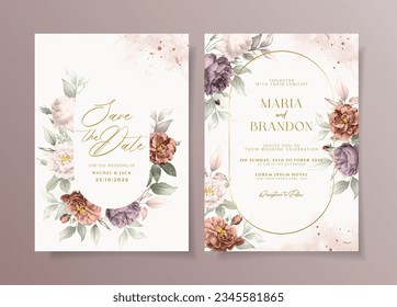 Beautiful floral on wedding invitation card template