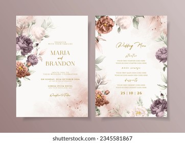 Beautiful floral on wedding invitation card template