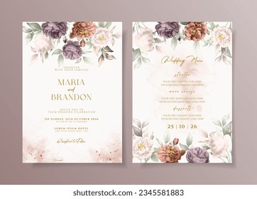 Beautiful floral on wedding invitation card template