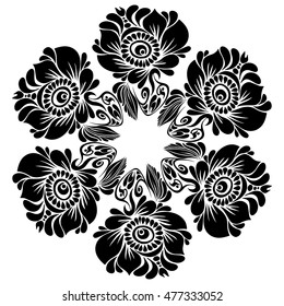  beautiful floral ornament around the circle, snowflake patterns of