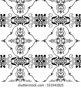 Beautiful Floral Ornament Black White Seamless Stock Vector (Royalty ...