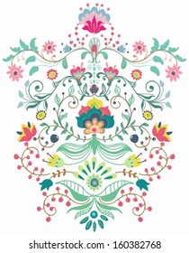 Beautiful floral ornament for holiday card, vector