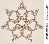 Beautiful floral ornament in light and dark brown colors